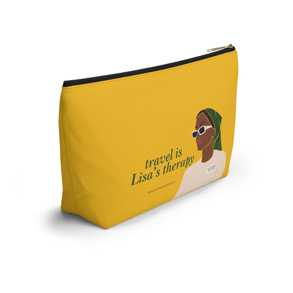 Personalized "Travel is Therapy" Pouch