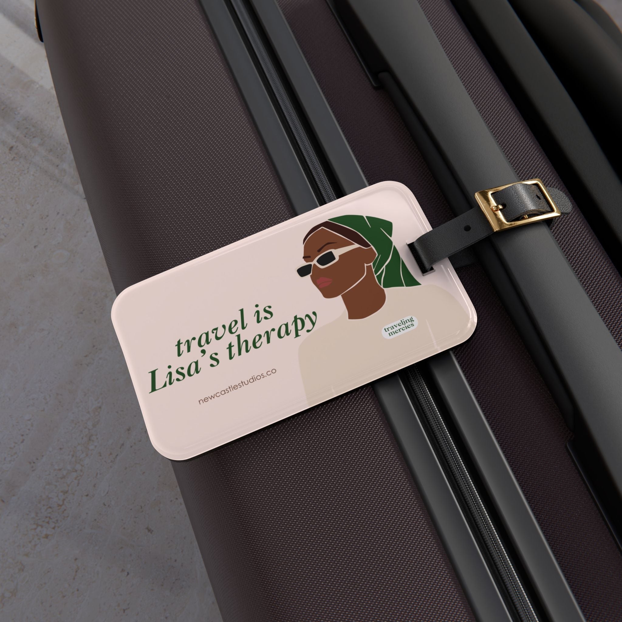 Personalized "Travel is Therapy" Luggage Tag