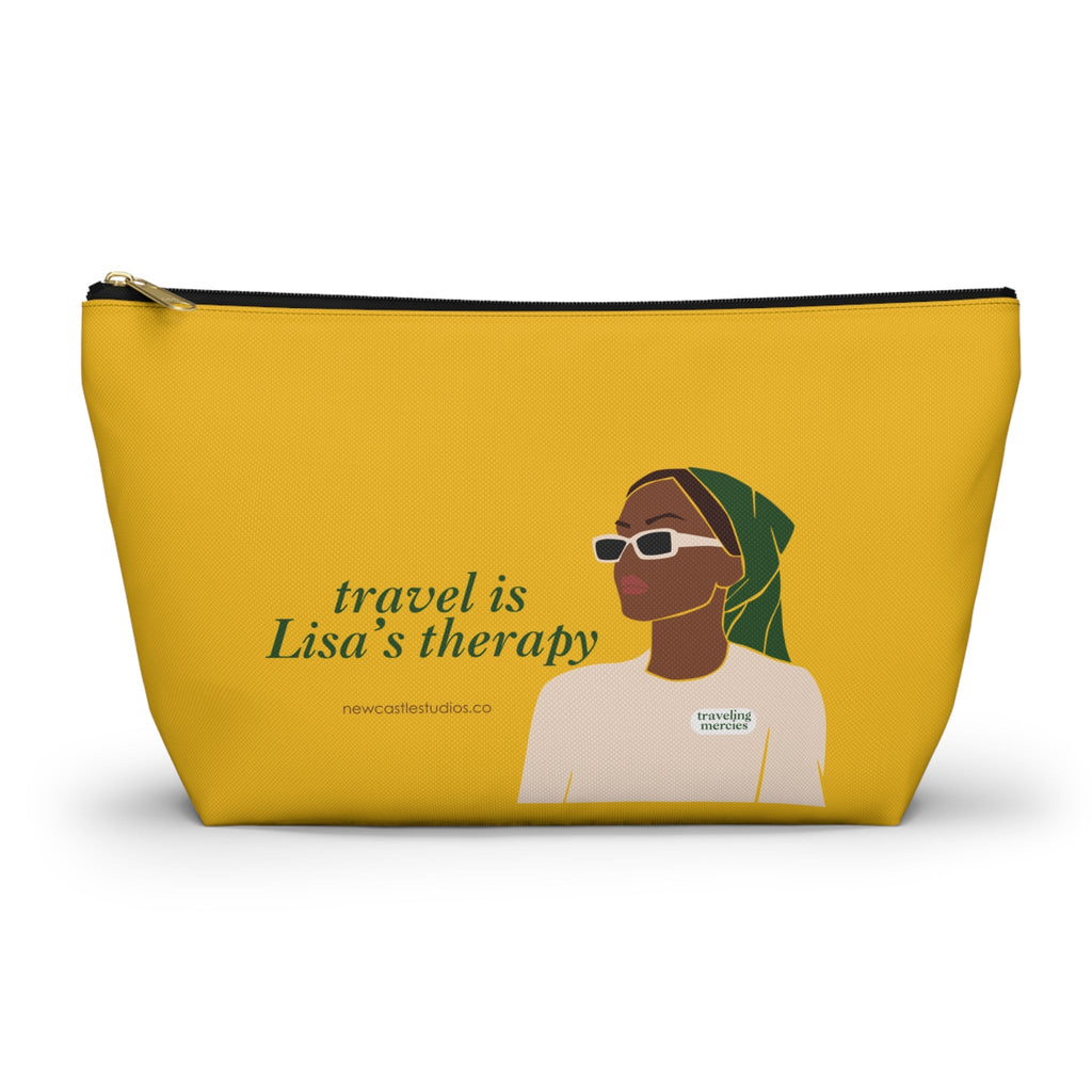 Personalized "Travel is Therapy" Pouch