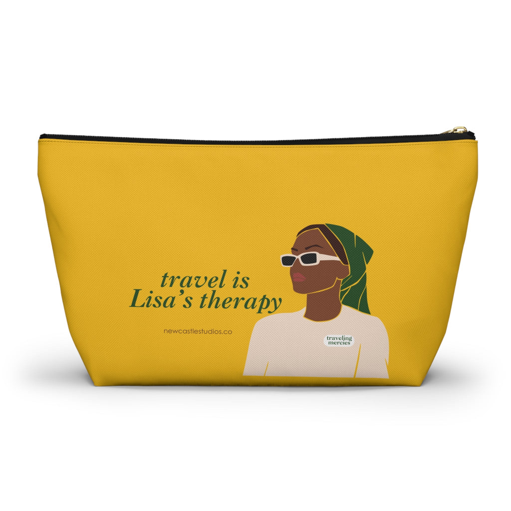Personalized "Travel is Therapy" Pouch