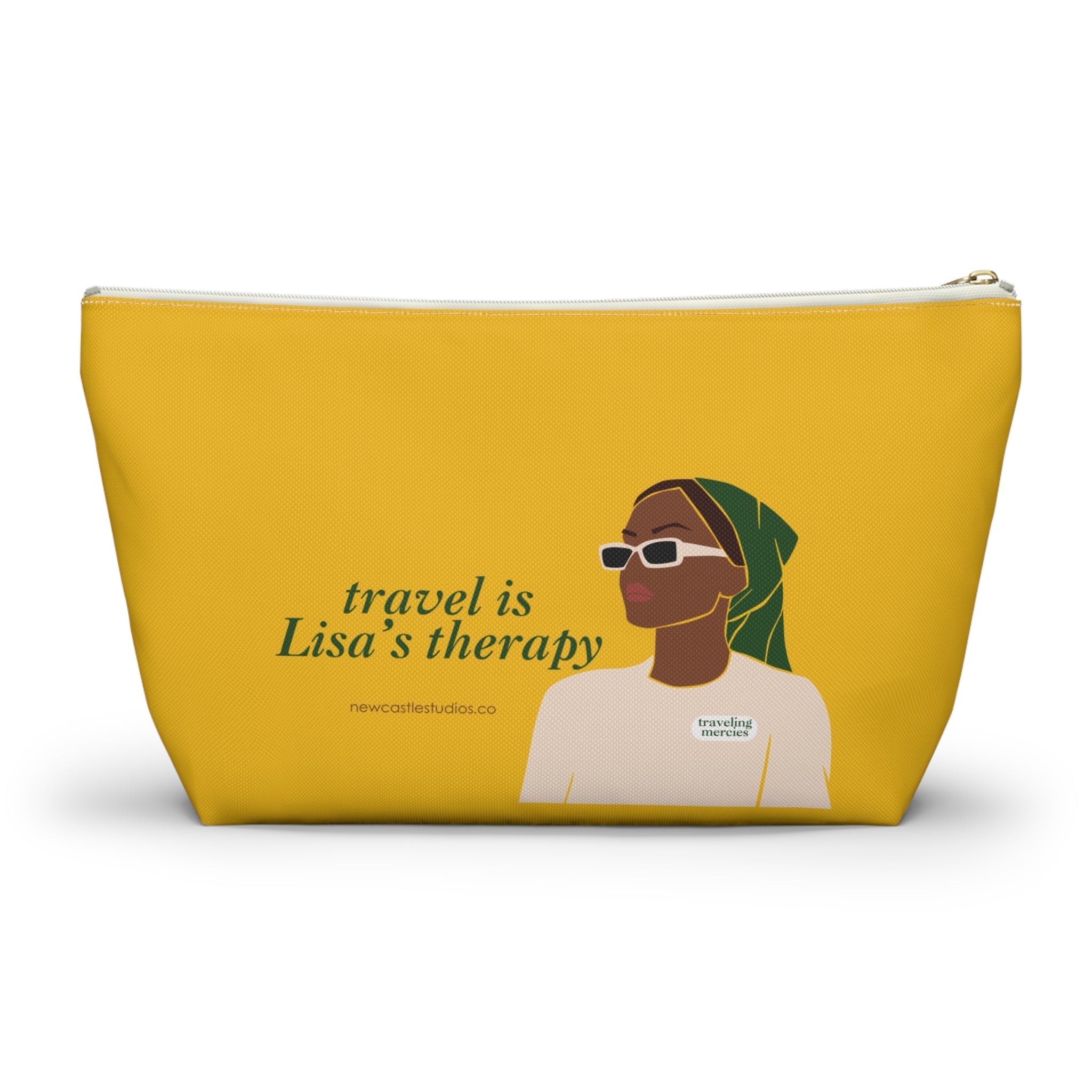 Personalized "Travel is Therapy" Pouch