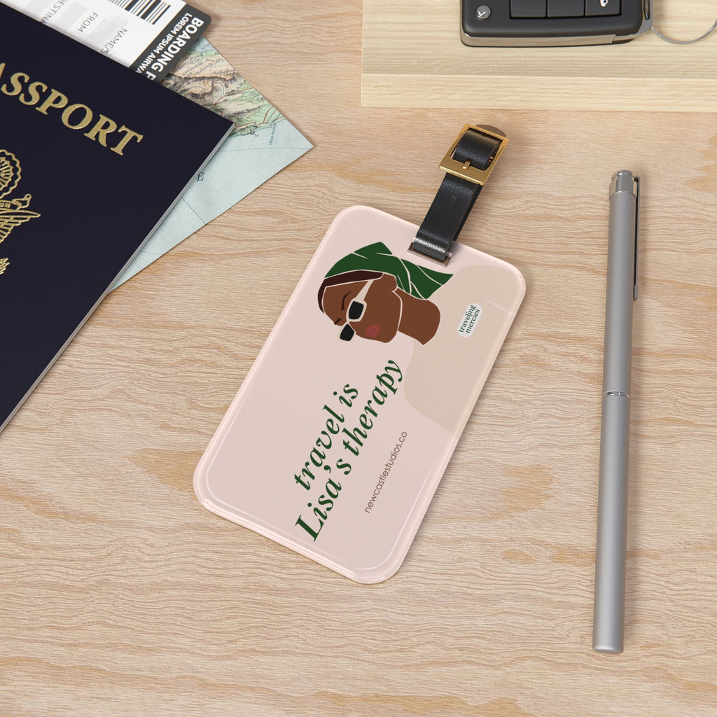 Personalized "Travel is Therapy" Luggage Tag