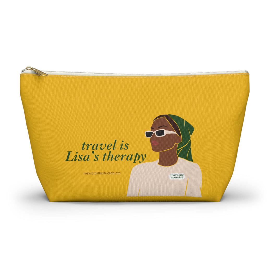Personalized "Travel is Therapy" Pouch
