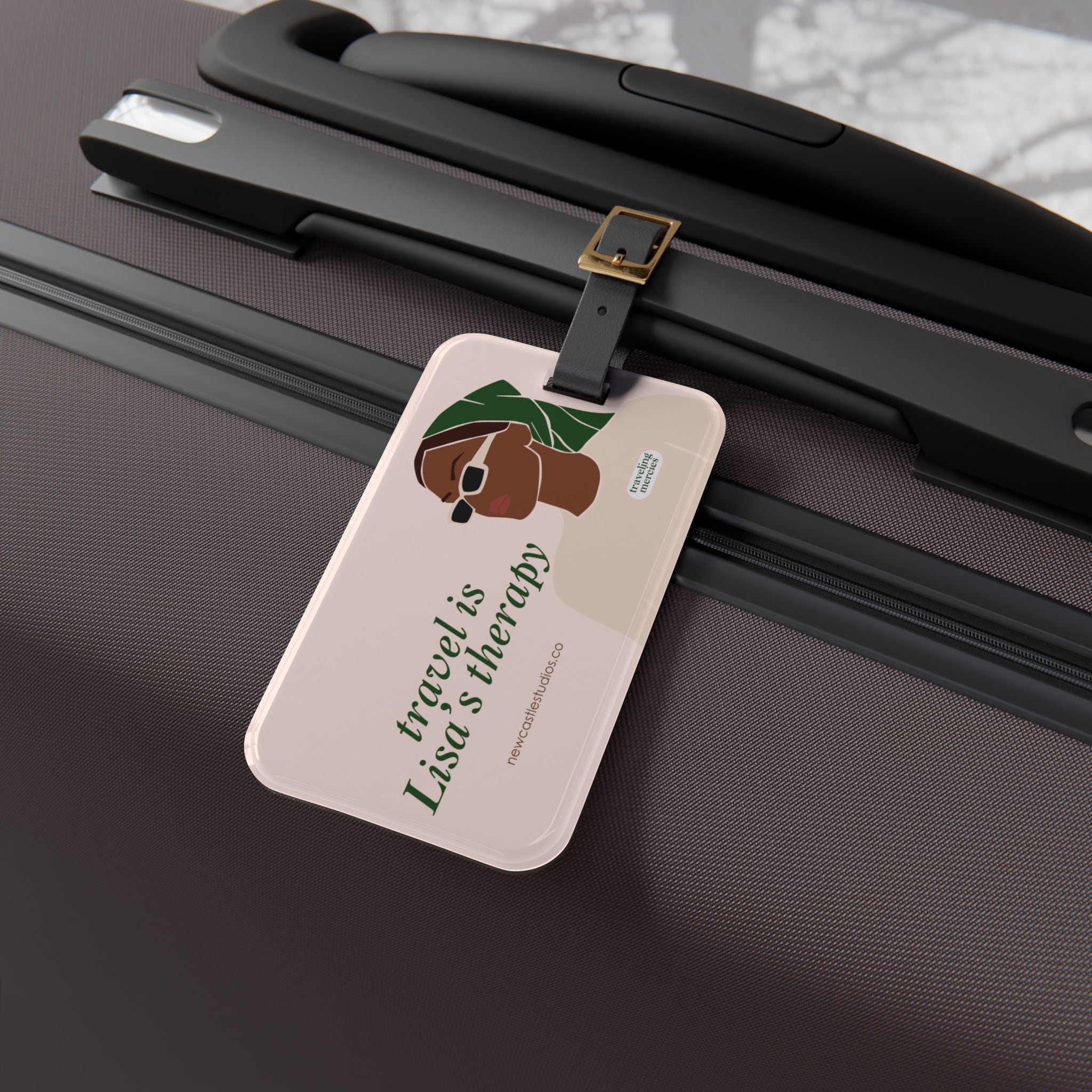 Personalized "Travel is Therapy" Luggage Tag