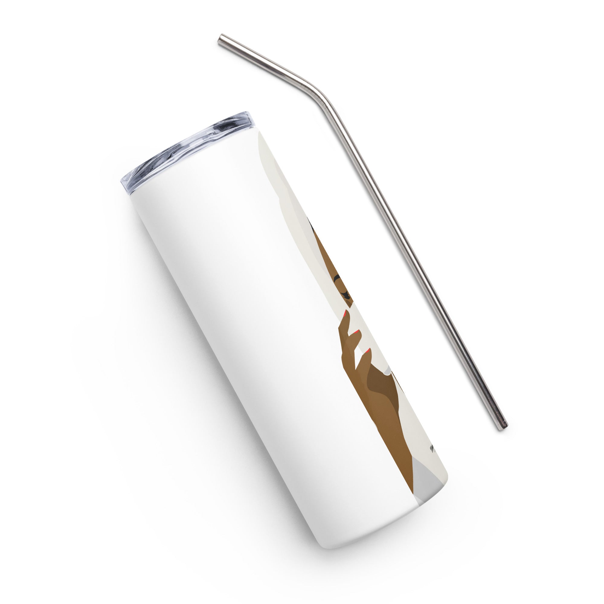 "Sips Tea" Slim Tumbler w/ Straw